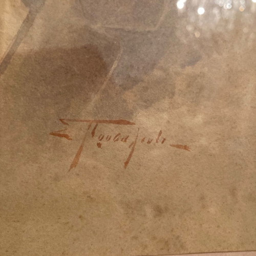 Portrait of a man used by Spyridon Prosalentis with wooden gold frame