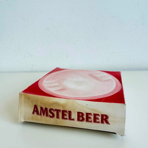 Set of 2 collectible porcelain ashtrays, Amstel and White Horse