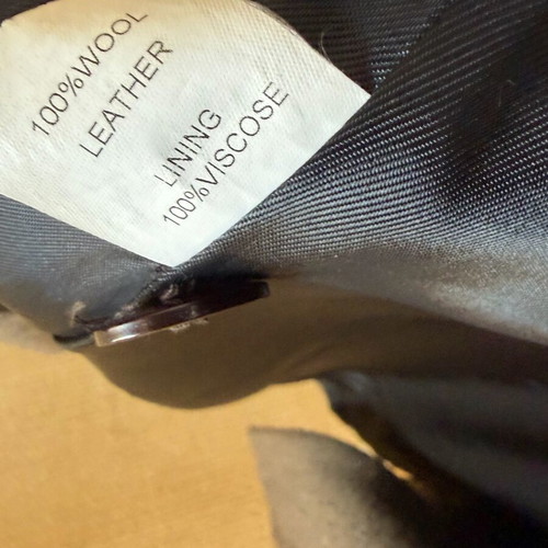 Depolo wool coat with leather belt used, herringbone pattern, size S