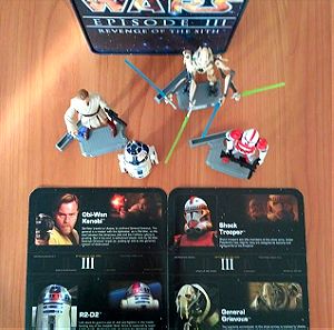 Star Wars Collection : 4 φιγούρες (Obi-Wan,R2-D2,Trooper,Grievous),σε σιδερένιο κουτί