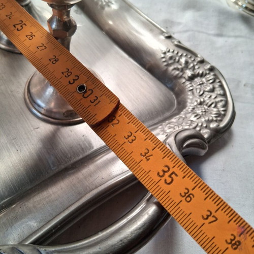 Vintage silver plated serving set with tray and 6 glasses used