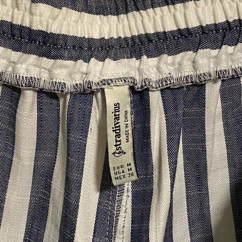 Stradivarius striped white and blue pants new, elastic waist