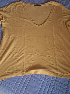Zara short-sleeve blouse mustard cotton, like new, size S/M