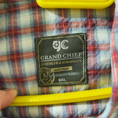 Grandchief 6XL red and white checked shirt, short sleeve