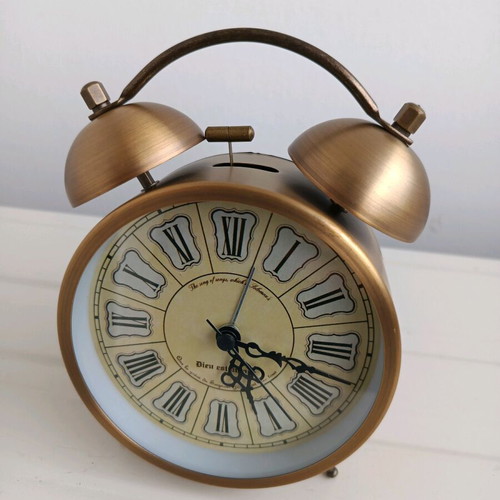 Retro bronze table alarm clock new with two bells