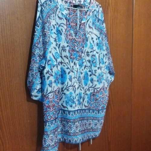 Andrea Caftan Shirt One Size New, Blue