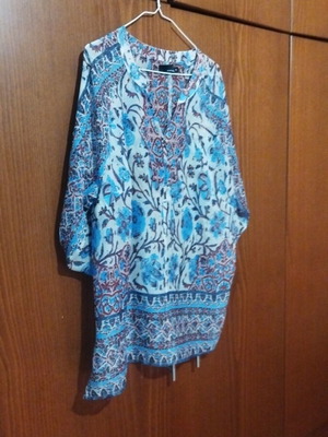 Andrea Caftan Shirt One Size New, Blue