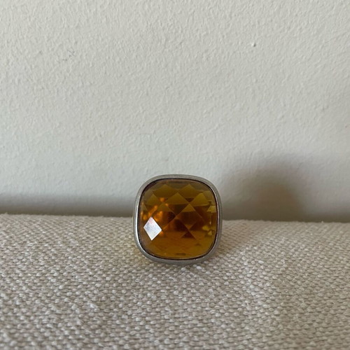 Statement ring silver with large citrine like new