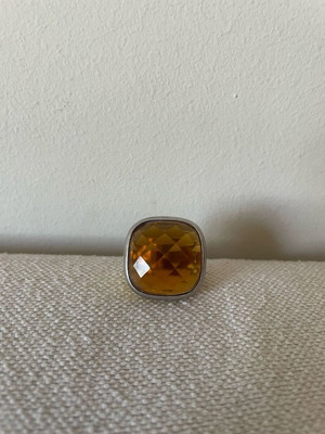 Statement ring silver with large citrine like new