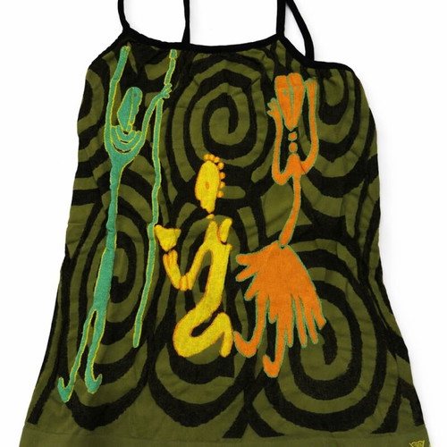 Desigual women's tank top like new, green with yellow and orange accents