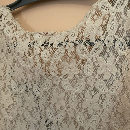 Women's blouse medium, beige and turquoise, lace back