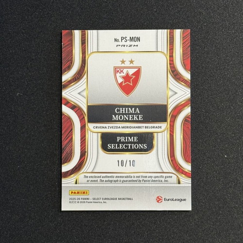 Panini Select EuroLeague 2025-26 Chima Moneke Spectris Gold Patch Auto 10/10 like new