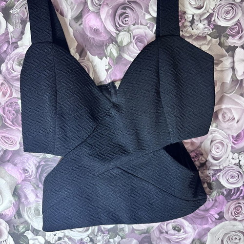 Black wrap top with straps, size S