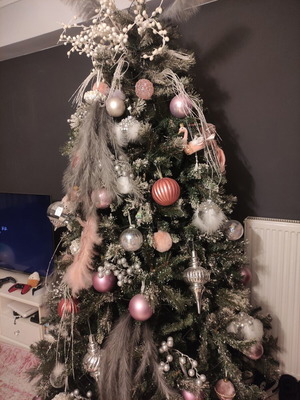 Christmas tree with decorations used