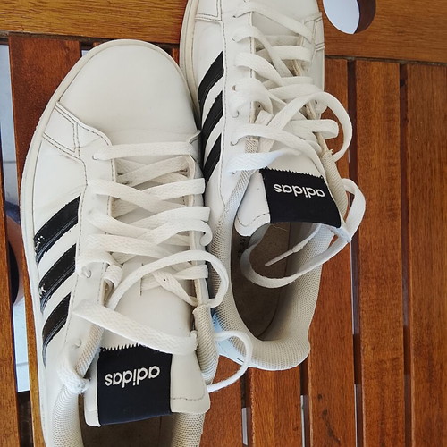 Adidas Grand Court Base sneakers used, men's size 42, white with black
