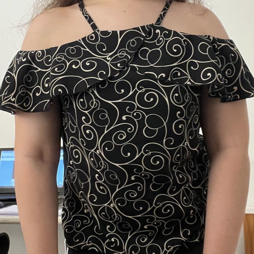 Black blouse with Zic Zac pattern new, one size