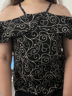 Μαύρη μπλούζα με pattern Zic Zac καινούργια, one size