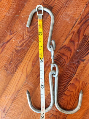 Large double meat hook with swivel new 40cm length, 1.10 thickness