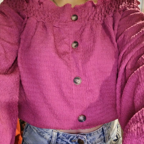Off-shoulder blouse like new, pink and purple