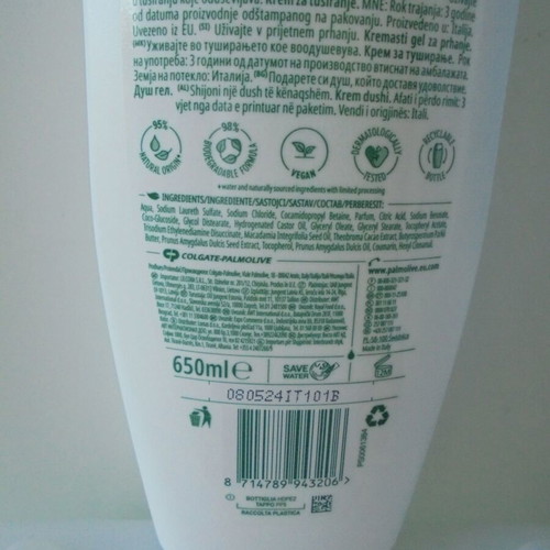 Palmolive Naturals Macadamia & Milk shower gel new 650ml biodegradable moisturizing