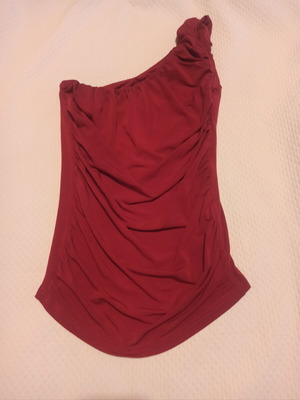 Fitted one-shoulder blouse red medium-large used