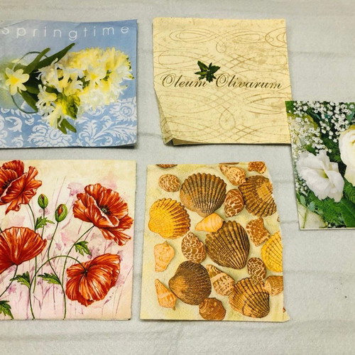 Decoupage napkins pack of 5 used with missing parts