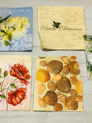 Χαρτοπετσέτες decoupage 5 τεμ. μεταχειρισμένες με ελλείψεις