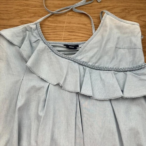 Miss Sixty Chambray Denim Dress halter with ruffles like new, light blue