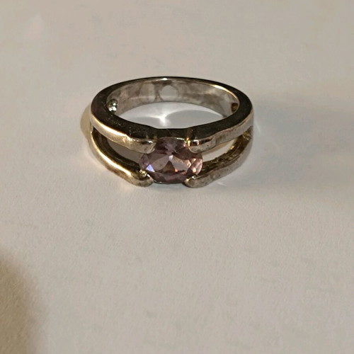 Ring with amethyst-type stone used, stainless steel