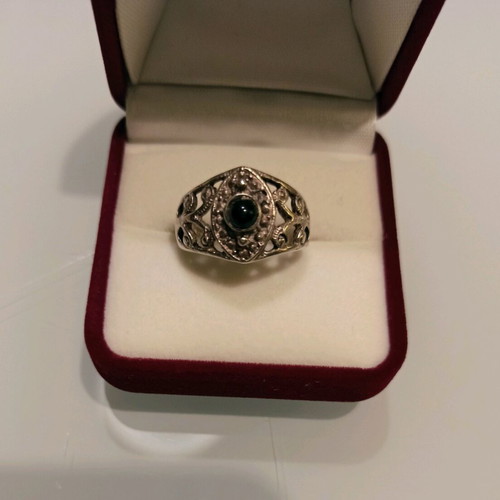 Silver ring No 58 Gianniotiko 925 with black stone vintage, like new