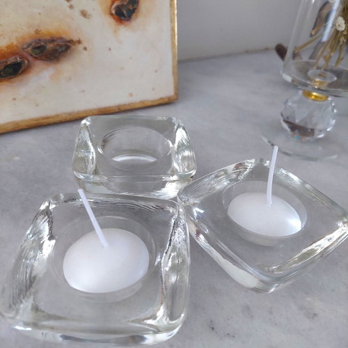 Glass tealight candle holders set of 3 minimal design like new