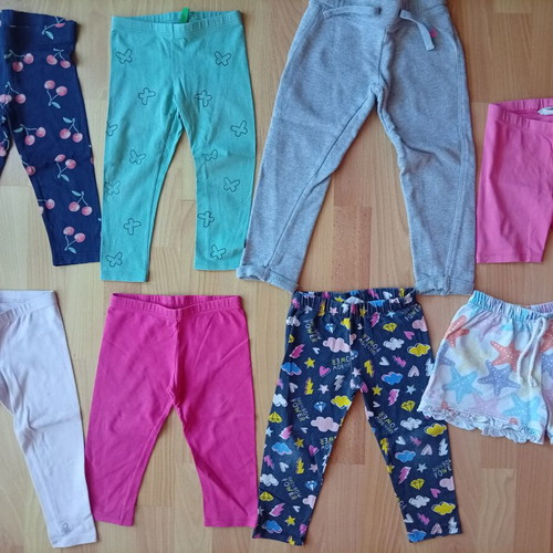 Girls' leggings pants and shorts used, ages 3-4, sizes 98-104 cm