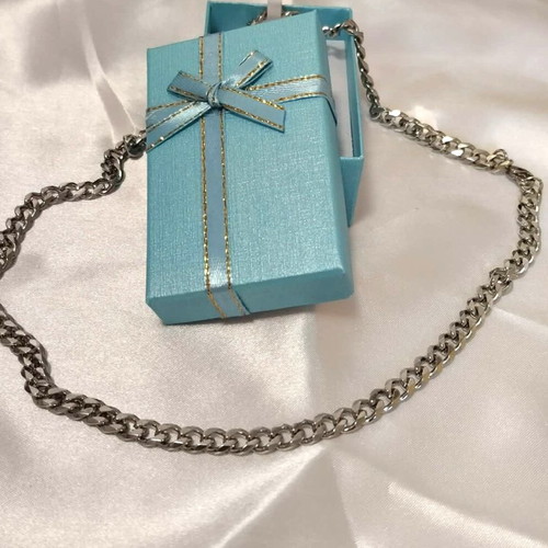 Steel chain 55 cm length and 5mm link width new silver