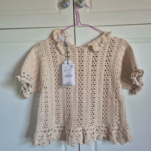 Zara knitted short-sleeve blouse new, size M beige