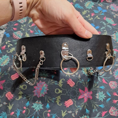 Bershka black belt with silver chains small-medium, like new