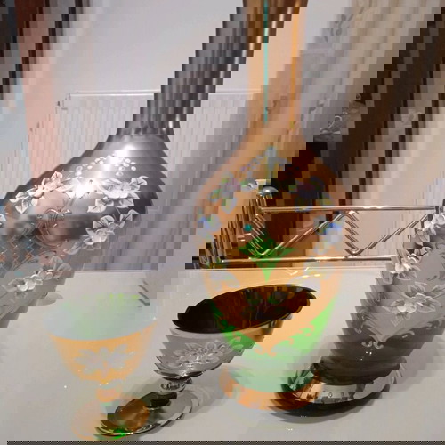 Σετ χειροποίητου κρυστάλλου Egermann καινούργιο, κανάτα και 6 ποτήρια