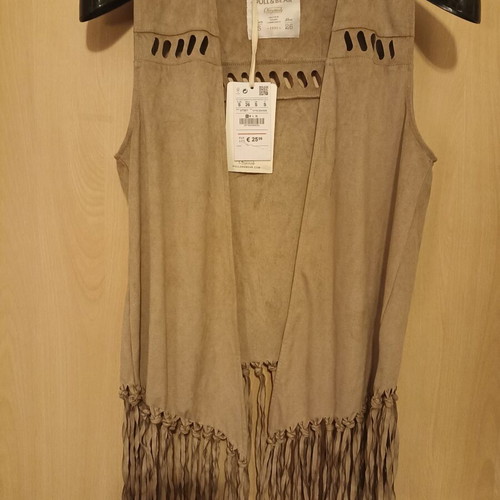 Vest with fringes Pull & Bear new, beige, size S