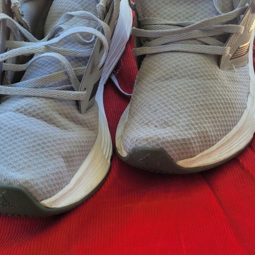 Adidas men's athletic shoes size 44 used, wide fit, black and gray