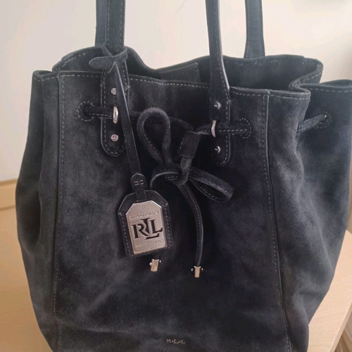 Ralph Lauren suede black bag used, convertible to pouch