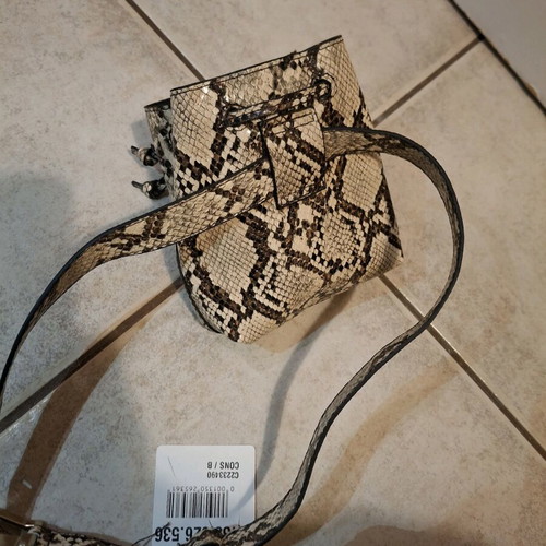 Τσαντάκι μέσης Mango με snake print και κλείσιμο κορδόνι καινούργιο