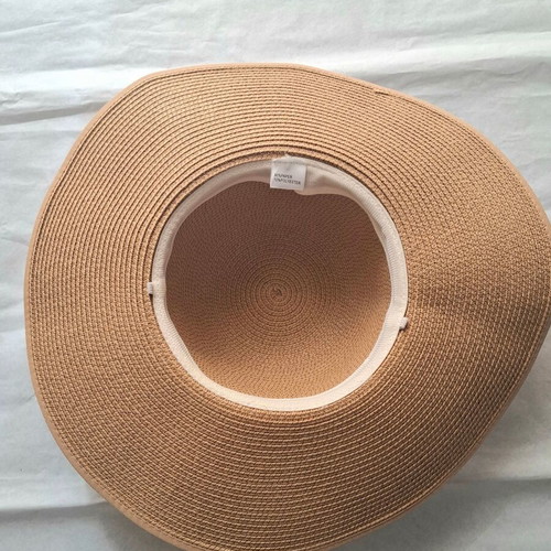 Straw women's hat new with brim, beige-brown