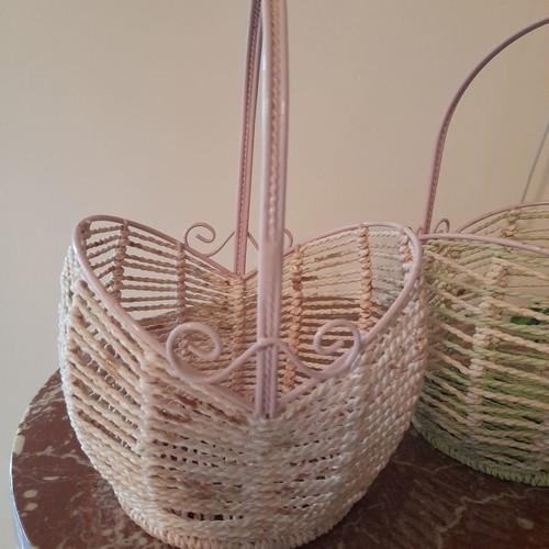Baskets used, set of 2, made with rope