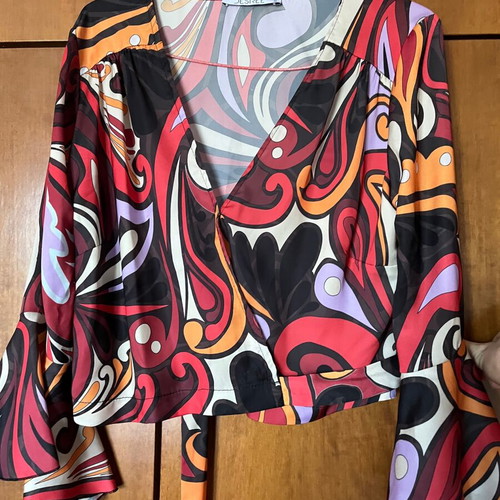 Desiree crop top blouse with satin matte texture and tie new