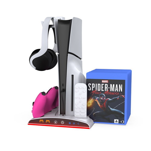 Dobe PS5/PS5 Slim Charging Stand for 2 Controllers, Multifunctional Cooling Stand