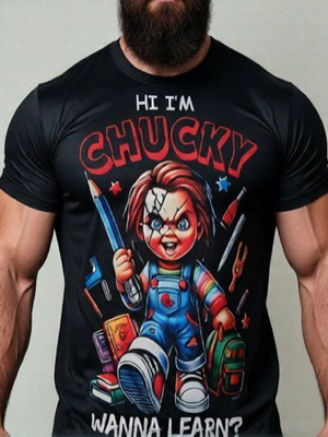 Chucky t-shirt new, men's size L, black, 3D design