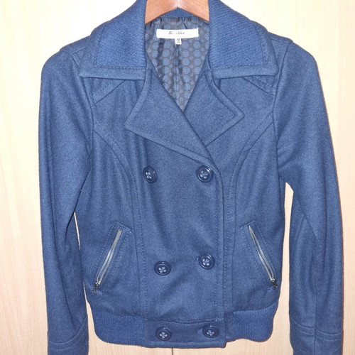 Bershka short coat used, size M, navy blue