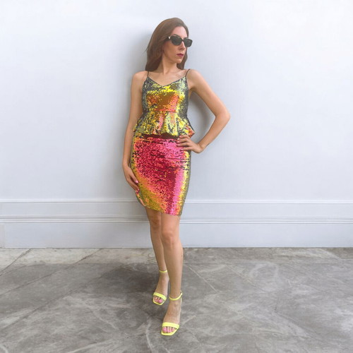 Sequin dress new, multicolored and gold