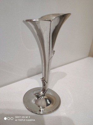 Vintage silver plated vase in lily shape used