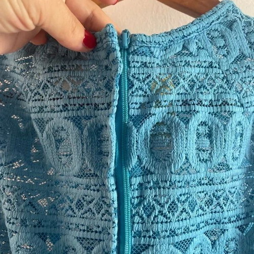 Blue lace mini dress size small, new
