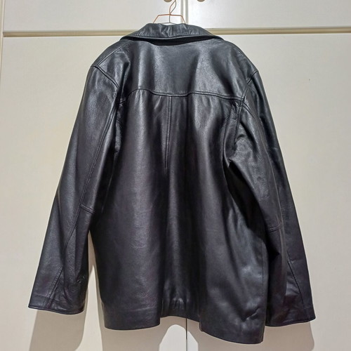 Men's leather jacket, black, XL